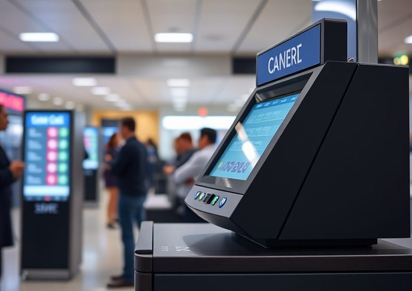 Dispensador de turnos en el hall de atención